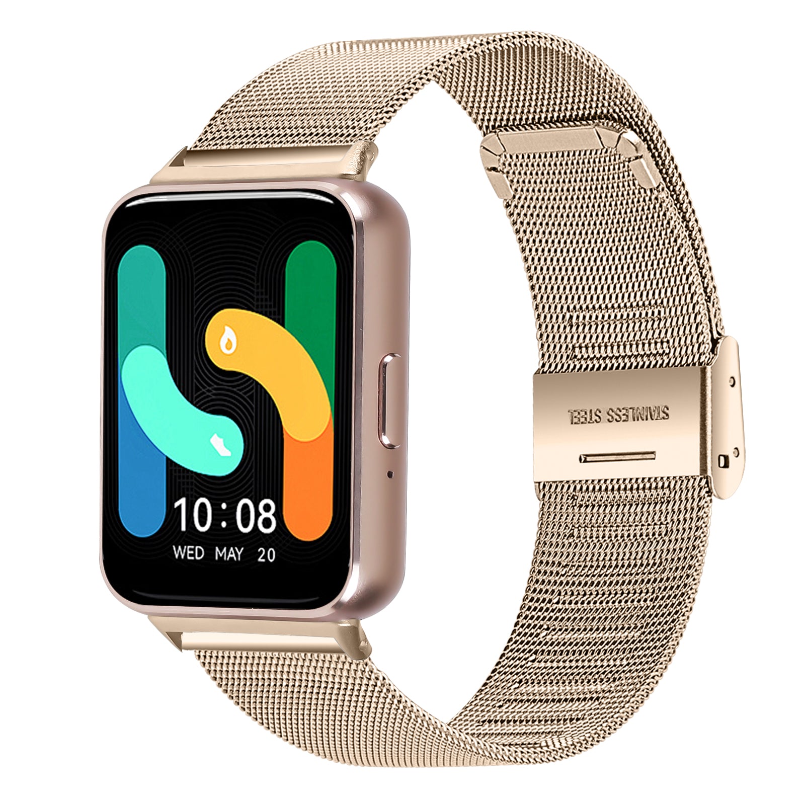 For Samsung Galaxy Fit3 SM-R390 Breathable Milanese Watch Band Stainless Steel Strap - Vintage Gold For Samsung Galaxy Fit3 SM-R390 Breathable Milanese Watch Band Stainless Steel Strap - Vintage Gold